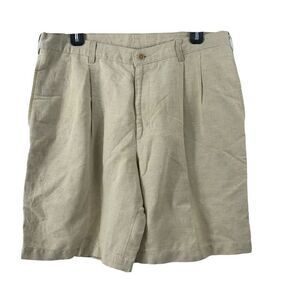Silkworks Linen Blend Mens Shorts Tan 34 Waist